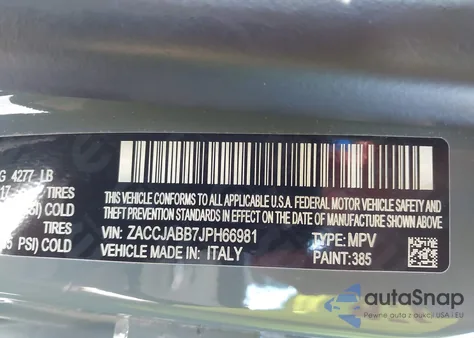2018 Jeep Renegade Latitude Fwd from USA, damaged, VIN ZACCJABB7JPH66981